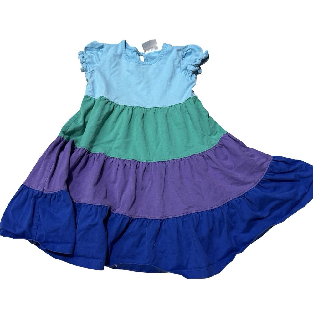Hanna Andersson BlueColorful Colorblock Rainbow Twirl Cotton Dress 100 4t